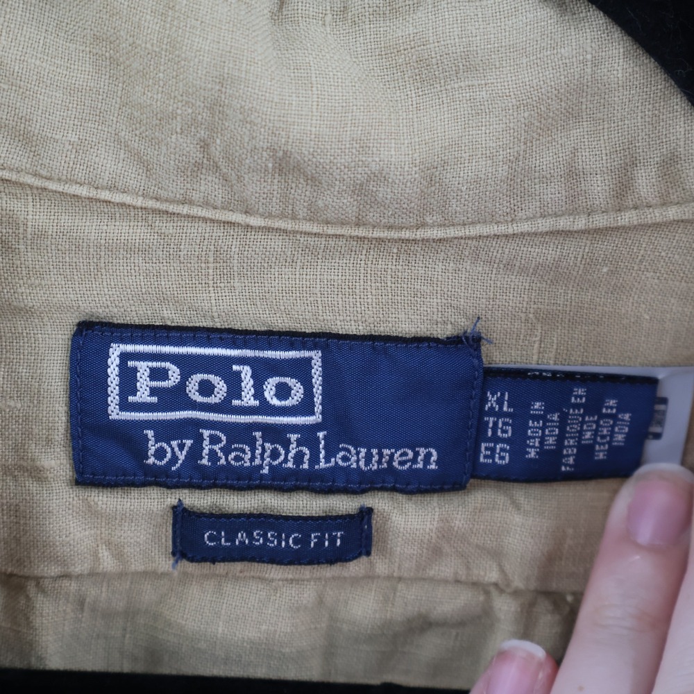 Polo Ralph Lauren Linen Button Down Mens XL Tan Classic Fit Coastal $130 NWOT - Picture 2 of 12
